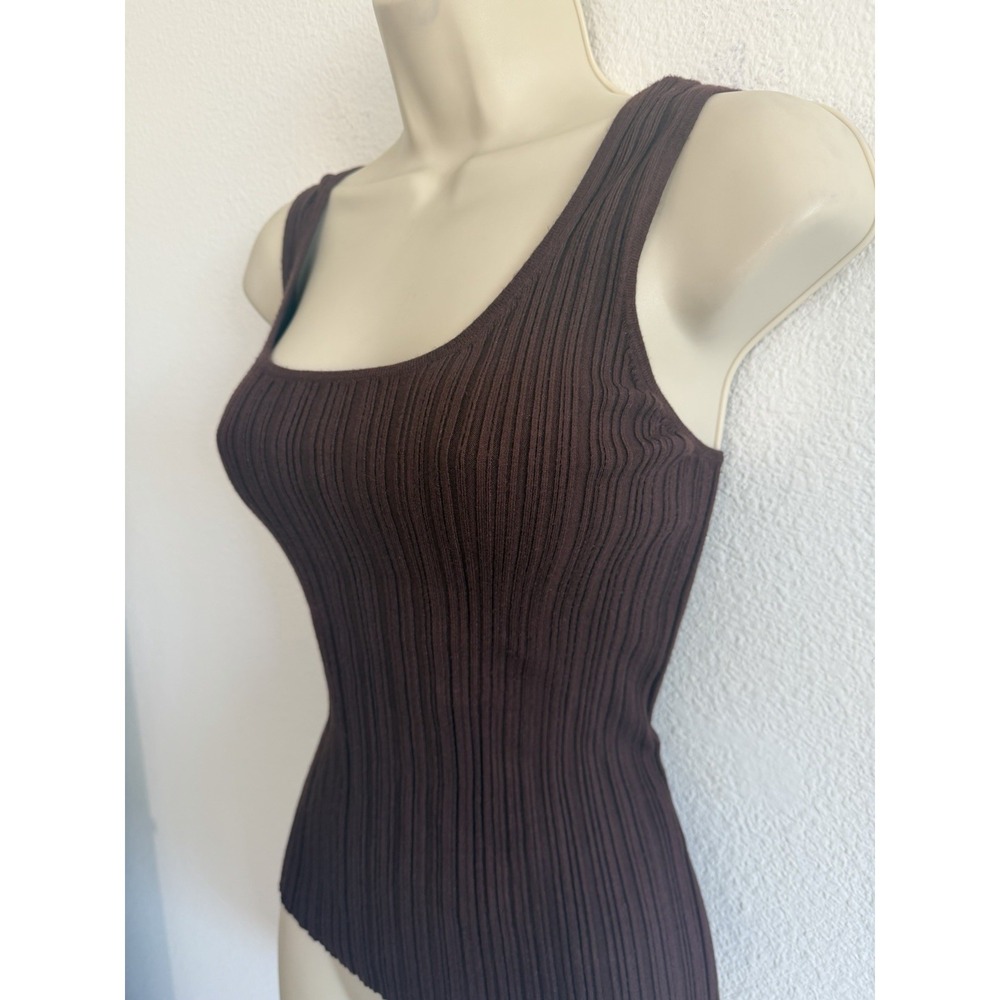 Madewell Sweater Tank Sz L‎ Signature Scoop Neck Ribbed Knit Chocolate Brown - Picture 4 of 6
